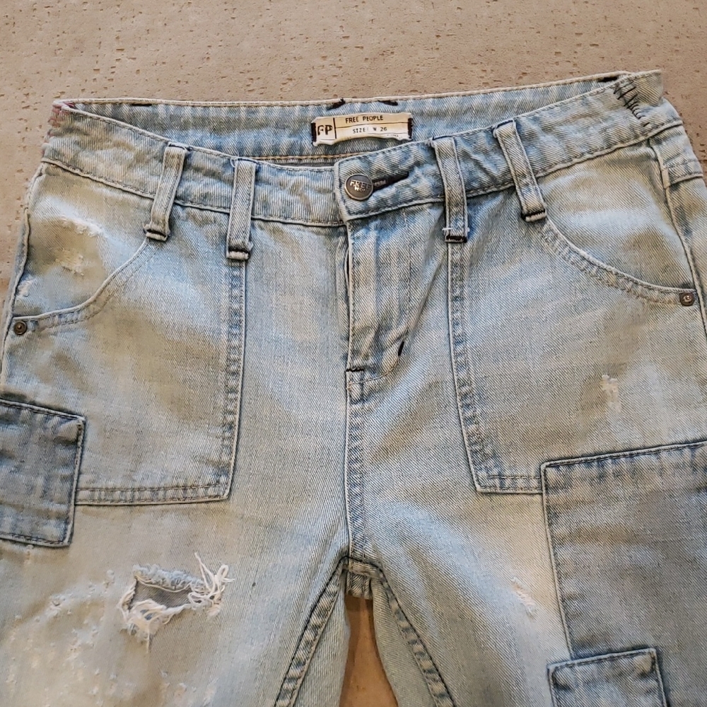 Free People Light Blue Patchwork Jeans